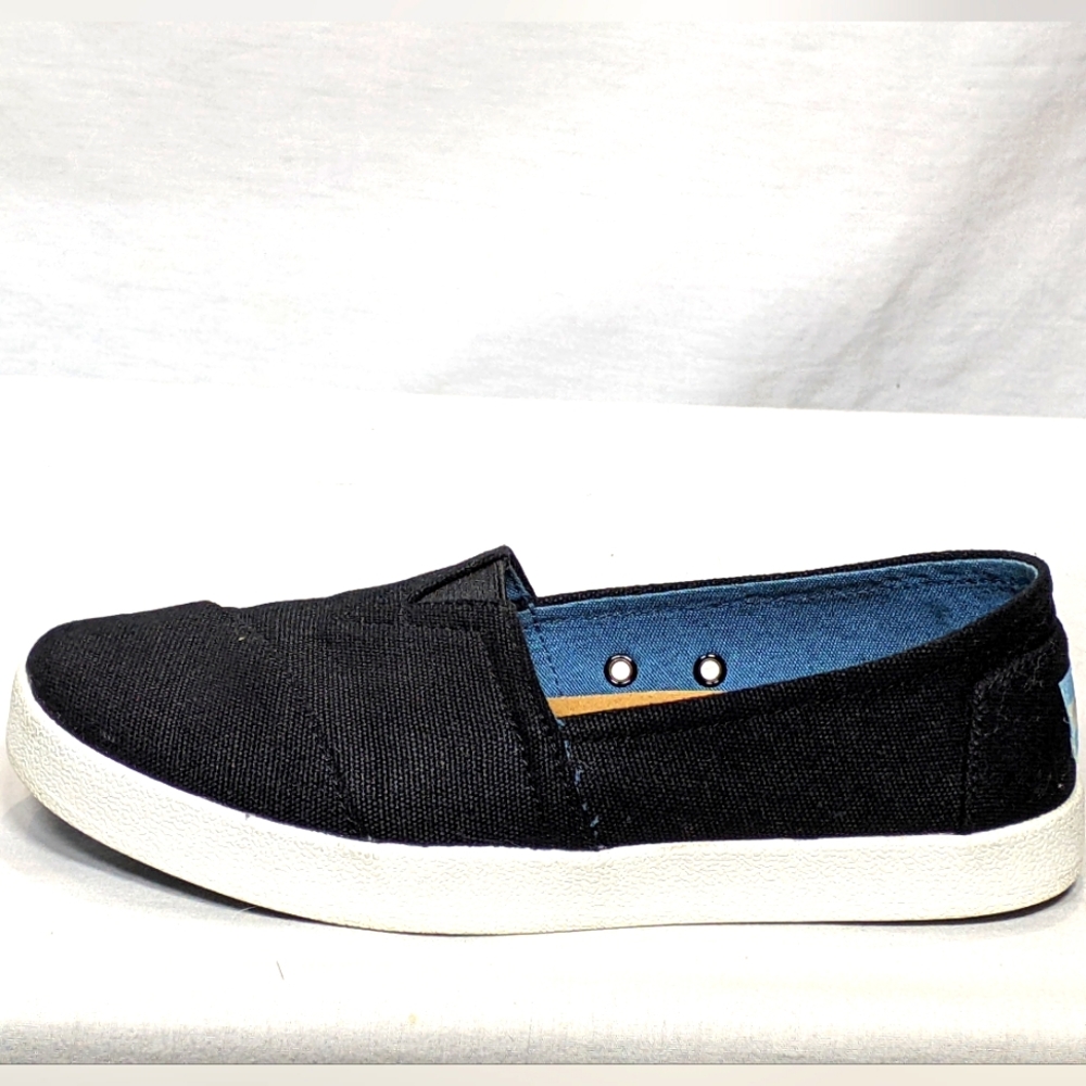 NEW Toms Womens Avalon Sneaker Flat Sz 5.5 black canvas shoe